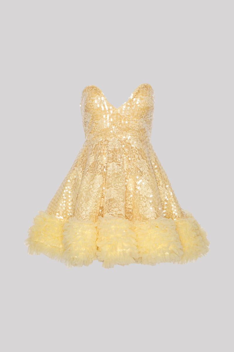 Sequins mini ruffle dress
