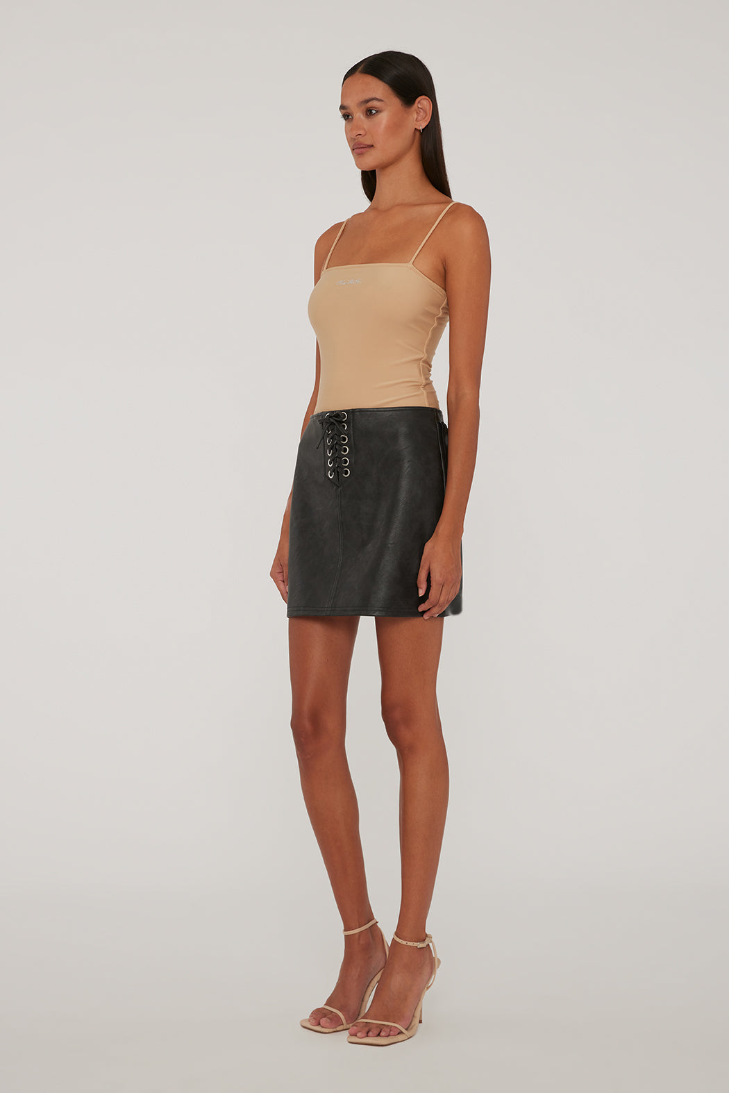 Textured fringed mini skirt